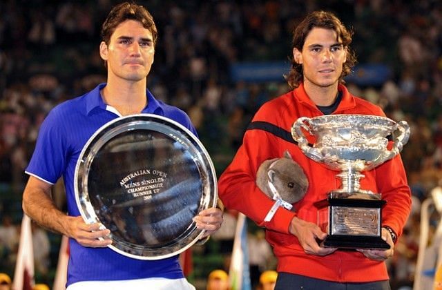 Nadal (right) lifted his first and only Australian Open title in 2009