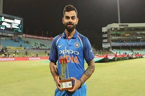 Virat Kohli&nbsp;with one of his several man-of-the-match trophies