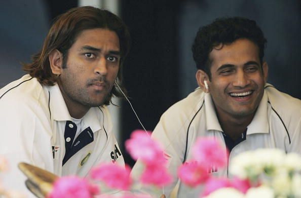 MS Dhoni (left) and Irfan Pathan (right)