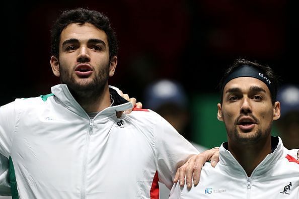 Davis Cup teammates Matteo Berrettini (L) and Fobio Fognini headline the section