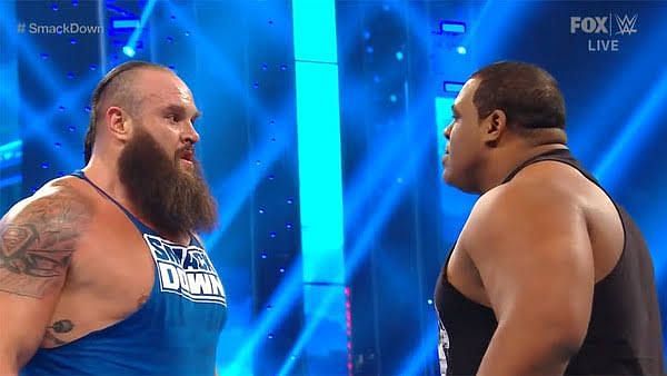 Braun Strowman and Keith Lee on SmackDown before Survivor Series 2019