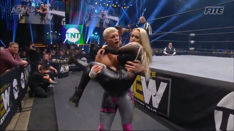 Cody Rhodes picks up Penelope Ford who was playing possum