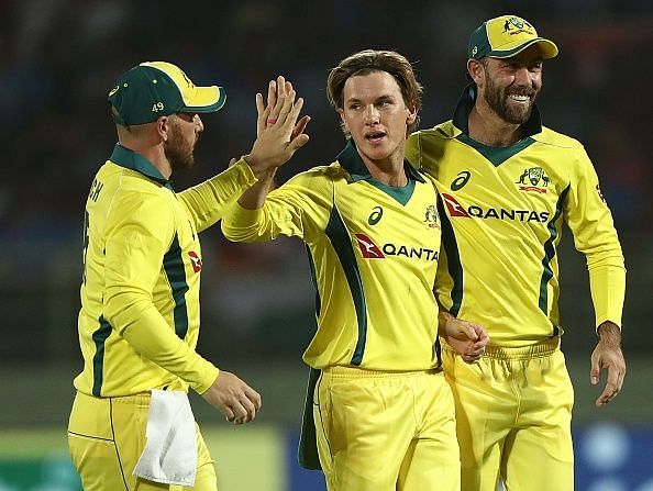 Adam Zampa celebrates with teammates