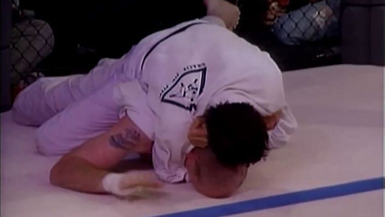 Royce Gracie held onto this choke against Gerard Gordeau - after the Dutchman bit him