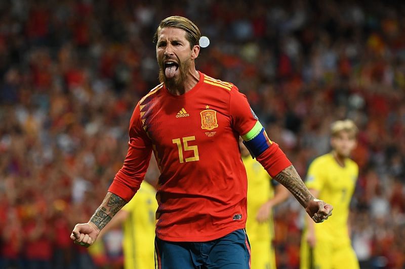 Ramos celebrates in the colours of his country