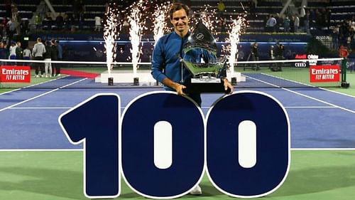 Federer lifted his 100th career singles title at the 2019 Dubai Open