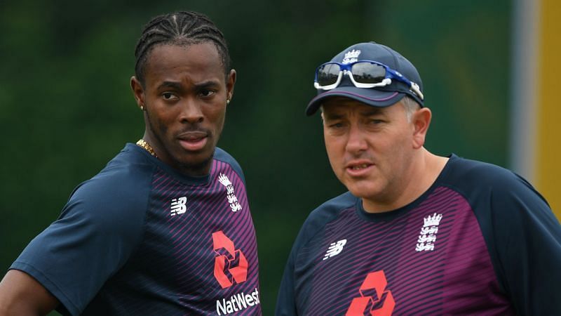 England paceman Jofra Archer (left) and head coach Chris Silverwood
