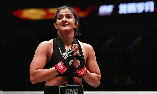 Ritu Phogat after winning her first bout as a professional Mixed Martial Artist