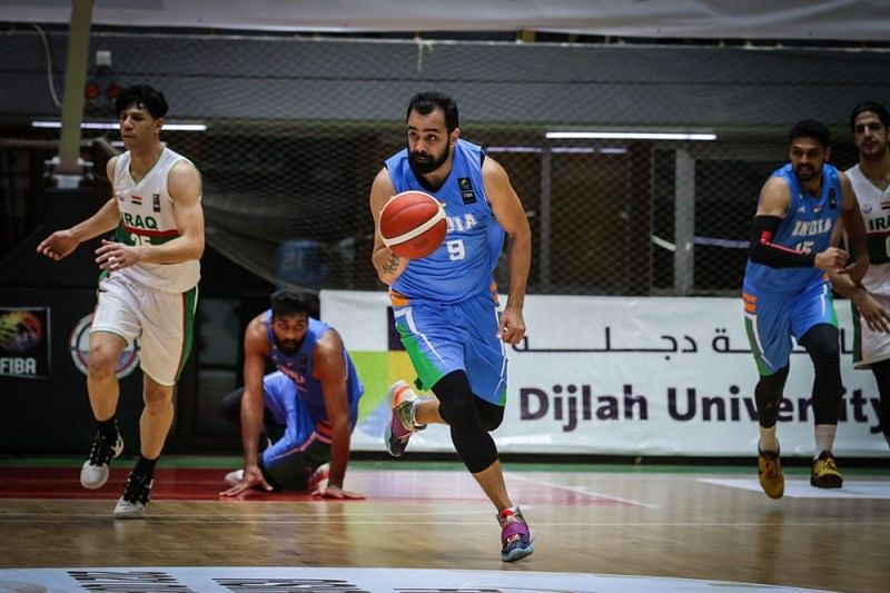 Vishesh Bhriguvanshi against Iraq in the FIBA Asia Cup 2021 Qualifiers. (Image credit: FIBA.com)