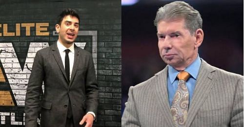 Tony Khan (left); Vince McMahon (right)