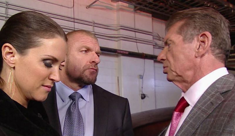 Triple H, Stephanie McMahon and Vince McMahon