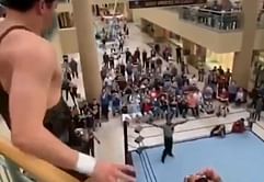 Viral video shows wrestler diving from the 2nd floor of a mall during match