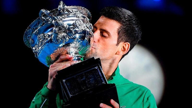 Novak Djokovic with the 2020 Australian Open title