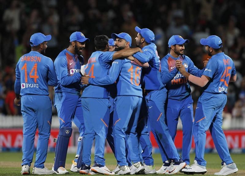 India celebrating victory against New Zealand