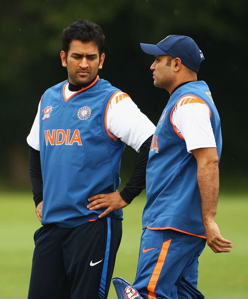 Virender Sehwag (R) and MS Dhoni (L)
