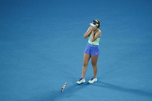 Sofia Kenin celebrates her win