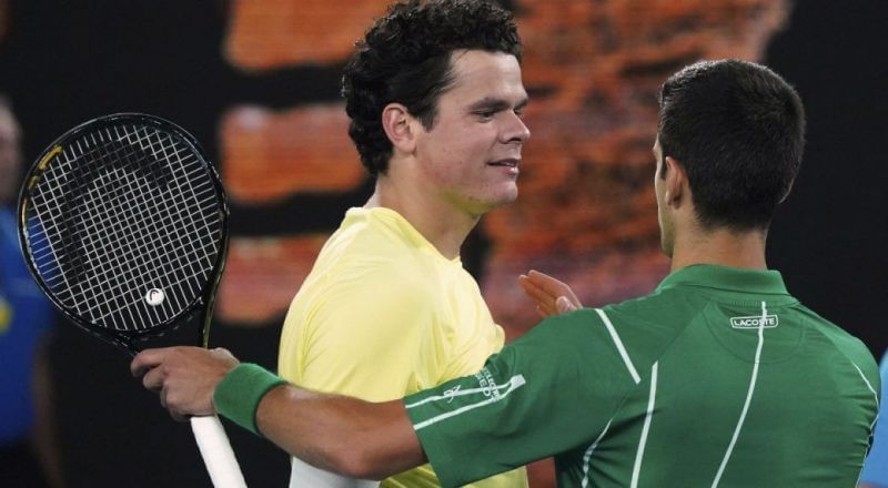 Raonic (left) lost for the 10th time to Djokovic at the 2020 Australian Open