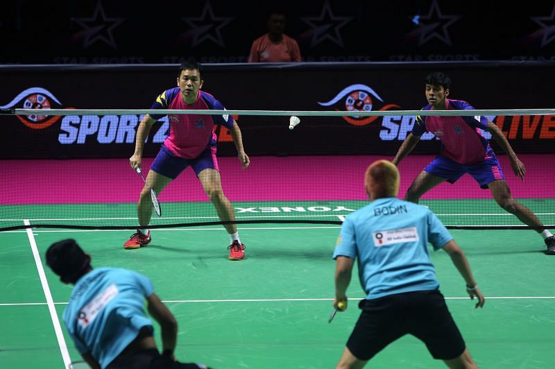 Hendra Setiawan and Chirag Shetty in action