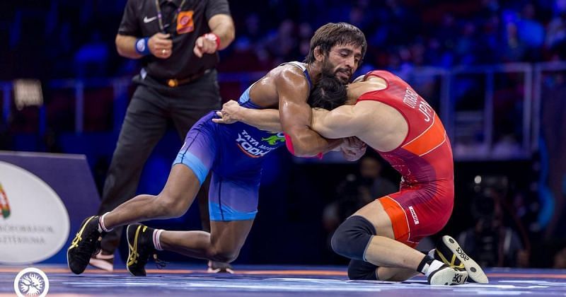 Bajrang Punia was in action on Day 5 of the Asian Wrestling Championships in New Delhi