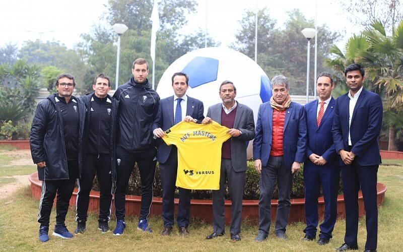 AIFF officials with their Cadiz CF counterpart after rolling out the AIFF Masters Course
