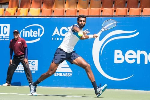 Prajnesh Gunneswaran in action at Bengaluru