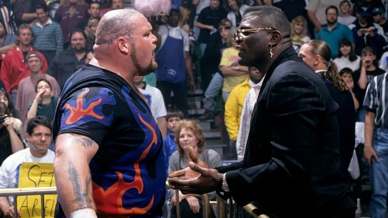 Bam Bam Bigelow confronts Lawrence Taylor for the first time