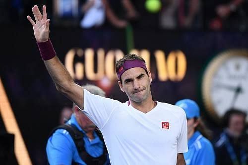 Federer reacts after beating Sandgren in the quarterfinals