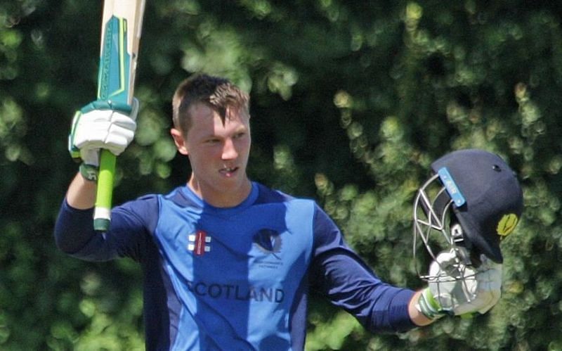 Angus Guy scores a century against France in age-group cricket.