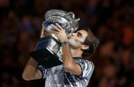 Federer celebrates his 5th Australian Open title in 2017