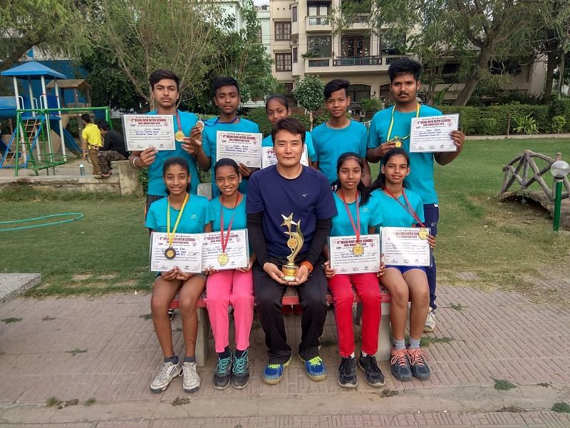 Jambay Gyaltsen Chetan with few of the children he trains