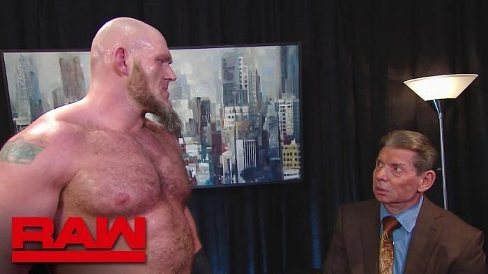 Lars Sullivan confronting Vince McMahon