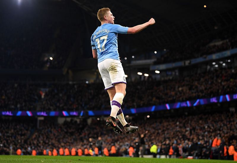 Kevin de Bruyne celebrating a goal in the Premier League