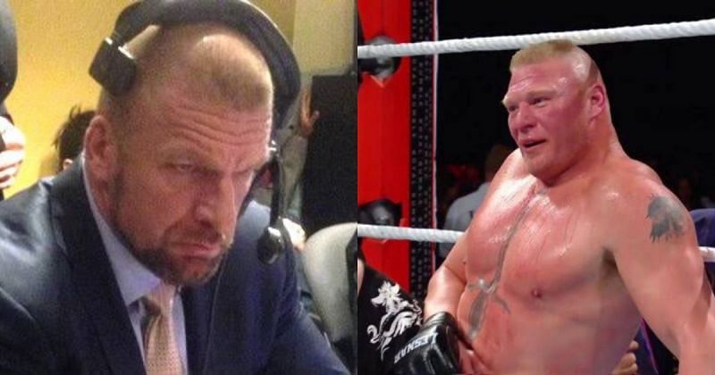 Triple H and Brock Lesnar.