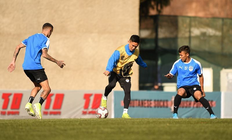 Bengaluru FC&rsquo;s pre-match training at the Changlimithang Stadium in Thimphu, Bhutan on Tuesday