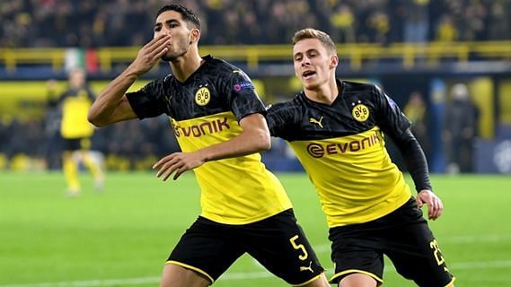 Dortmund rejoice after scoring against Internazionale