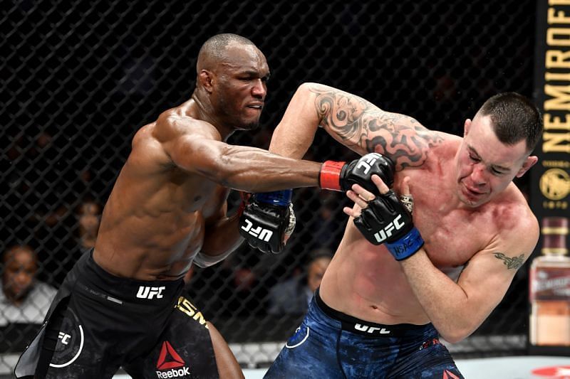 Colby Covington (right) in action against Kamaru Usman
