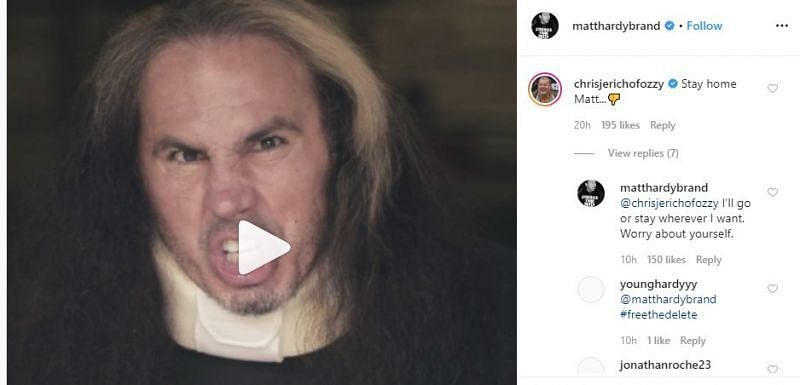 Jericho's interesting message (Pic Source: Matt Hardy Instagram)