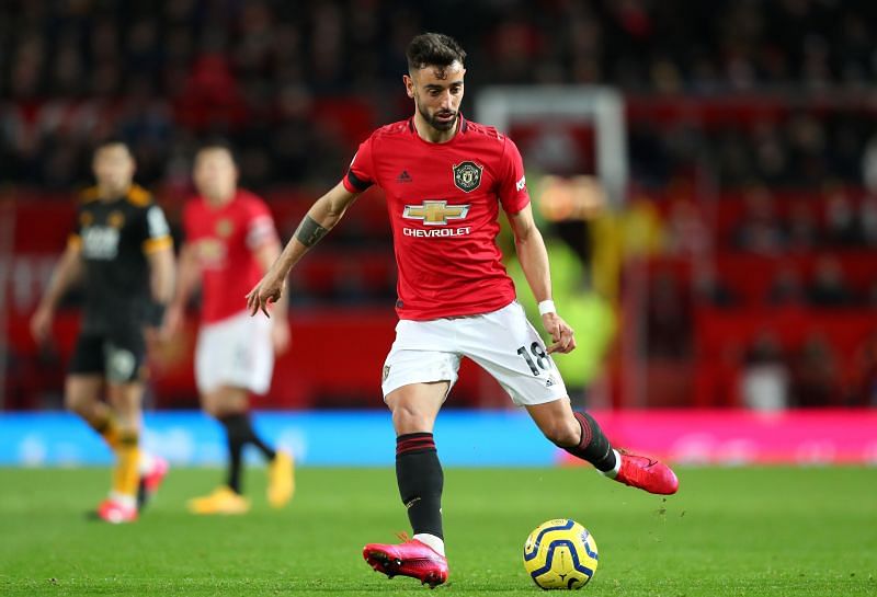 Bruno Fernandes in action on his Manchester United debut