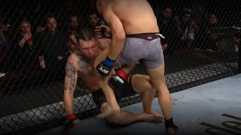 Kazula Vargas illegally knees Brok Weaver