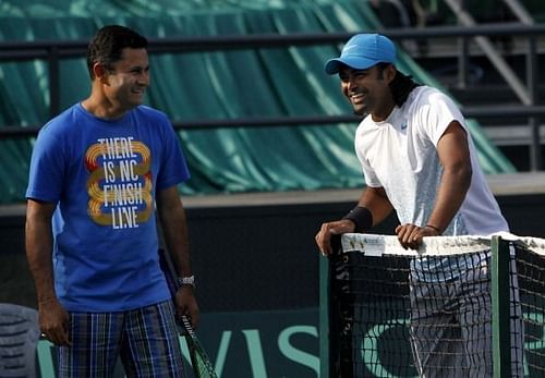 Zeeshan Ali (left) with Leander Paes