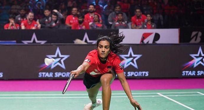 PV Sindhu in action during a PBL match