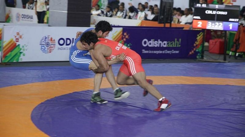 Wrestling action on the mat continued at the Khelo India University Games 2020