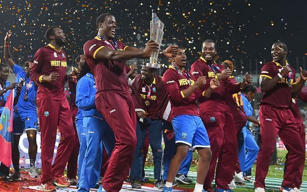 The West Indies team after winning T20 World Cup