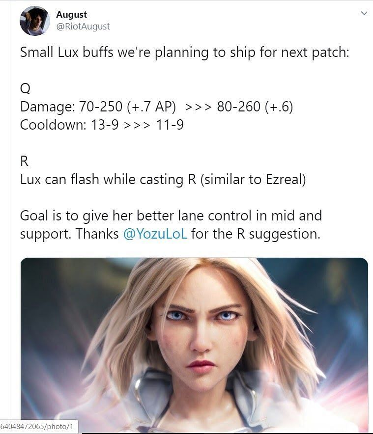 The expected Lux buffs