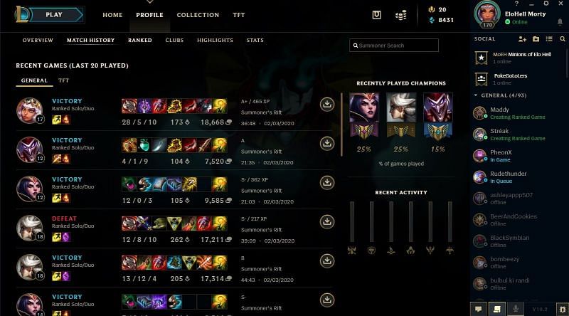 League Of Legends High elo Ranked Games(2020)