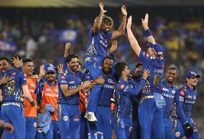 Mumbai Indians&#039; squad rejoices after winning IPL 2019