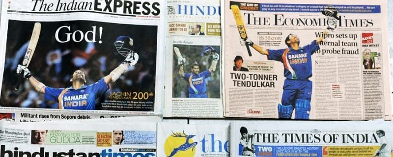 Sachin Tendulkar&#039;s historic ODI double ton made the headlines in the newspapers next morning
