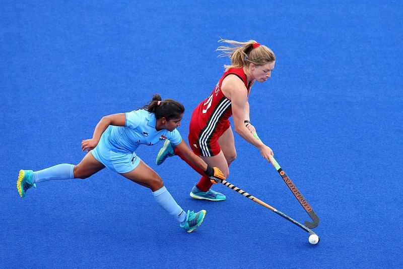 Neha in action during Commonwealth Games 2018