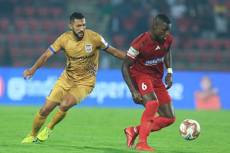 Jose Leudo in action for NorthEast United FC against Mumbai City FC