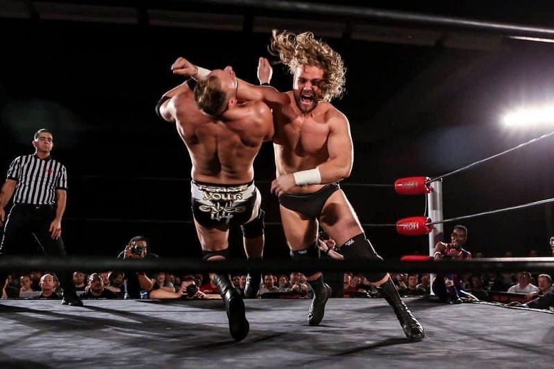 Adam Page&#039;s shotgun lariat takes down an unwary foe.